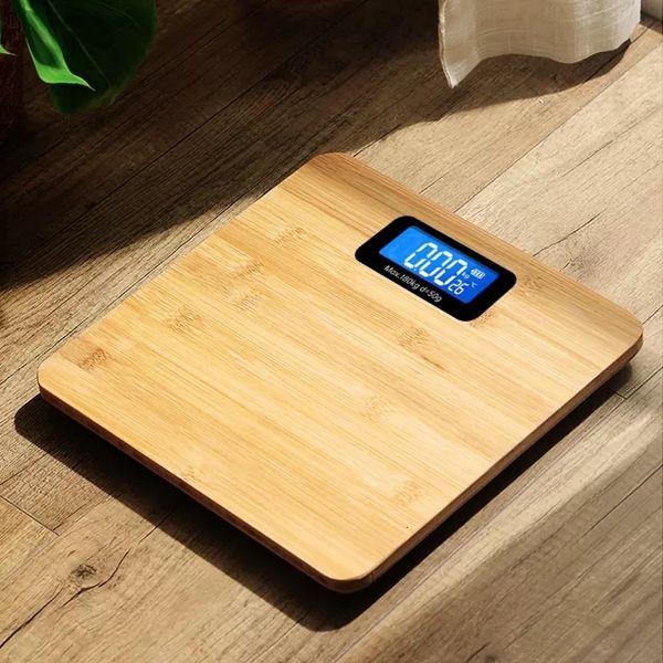 Balances Ménagères Balance de Poids Corporel Antichute en Bois Ménage Précise Smart Balance de Graisse Corporelle Balance Électronique LED Balance de Salle de Bains Numérique 230628