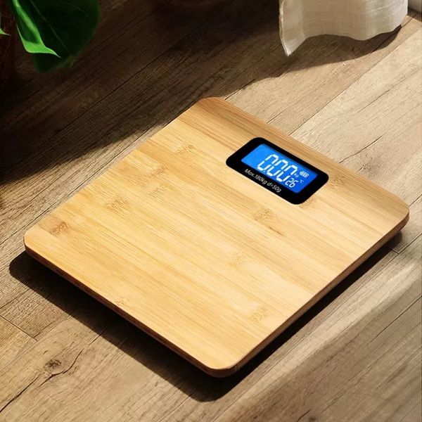 Balances domestiques en bois antichute, balance de poids corporel précise et intelligente, pesage électronique LED numérique pour salle de bain y231010