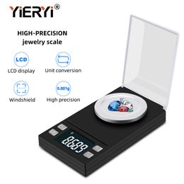 Huishoudelijke schalen Yieryi 100G50G20G10G Elektronische schalen 0.001 LCD Digitale schaal Sieraden Medicinale kruiden Portable Lab Gewicht Milligram Scale 230506