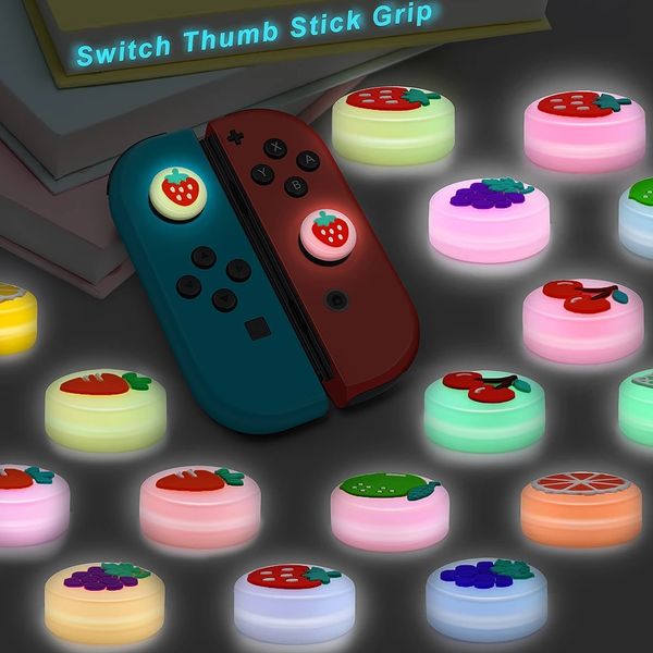 Terrages ménagers 4pcs pour Nintendo Switch / Lite Joy-Con Leaf Strawberry Thumb Grip Grip Joystick Contrôleur Contrôleur analogique Fruits Couverture Protection