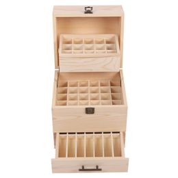 Huishoudelijke zonnedragen 59 Grid Level 3 Space Savings houten opbergdozen Case Essenti￫le olieopslagcase Box Multi-sporen Organisator Grote organisatoren