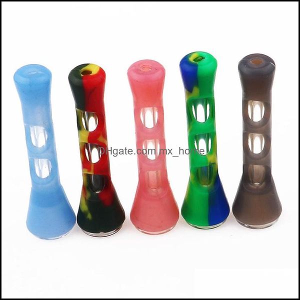 Sundries domésticos Home Garden Et Glass Portable Sile Tipes Smoking Tipe Pe Small Aessories Longitud de la bocina transparente 8 mm VT1417 Drop del