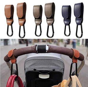 Huishoudelijke Zondjesdragen PU Lederen Baby Bag Stroller Hook Pram Cart Organizer 360 graden roteerbare haak haakaccessoires Groothandel