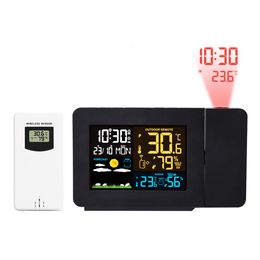 Huishoudelijke thermometers Fanju Weerstation Wireless Sensor Indoor Outdoor Vochtvochtigheid Meter Digitale alarmprojectie Klok Termometer Tool 230201