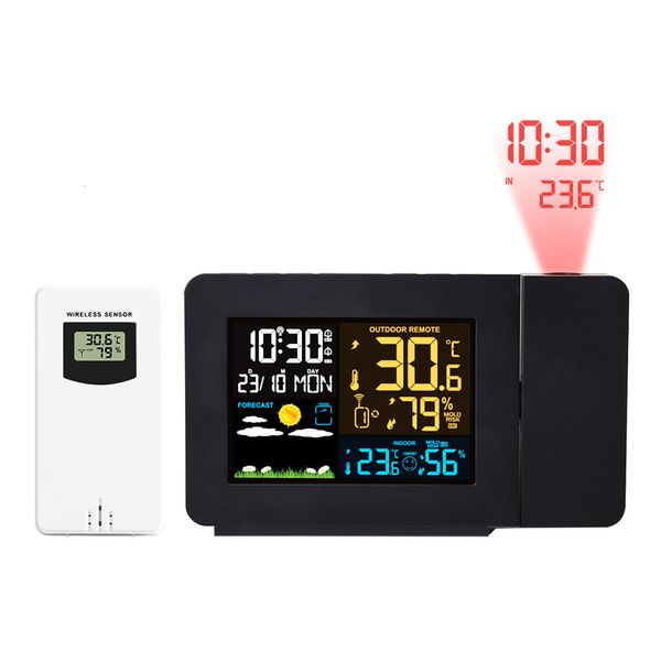Thermomètres domestiques FanJu Station météo thermomètre capteur sans fil intérieur extérieur humidimètre alarme numérique horloge de projection 230201
