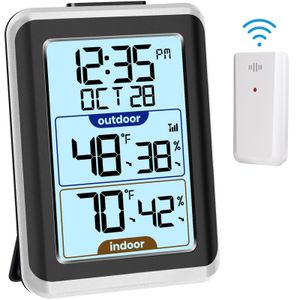 Household Thermometers Geevon Indoor Outdoor Thermometer Wireless Digital Hygrometer Temperature Gauge with Time200ft60m Range Humidity 230201