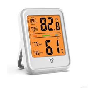 Huishoudelijke thermometers Home Indoor Hygrometer LED Nacht Licht Display Elektronische digitale thermometer Koelkastmagneet Druppel Dhcwi