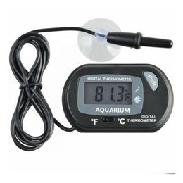 Huishoudelijke thermometers Mini Digitale Vis Aquarium Thermometer Tank Met Bedrade Sensor Batterij Inbegrepen in Opp Zak Zwart Geel Kleur Dhnxo