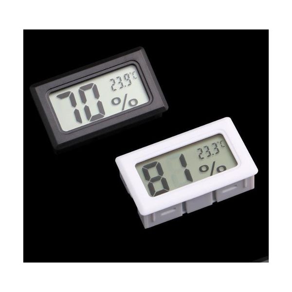 Termómetros domésticos Mini Digital Lcd Higrómetros integrados Temperatura Humedad Medidor Termómetro interior Negro Blanco Sn1074 Drop D Dh45G