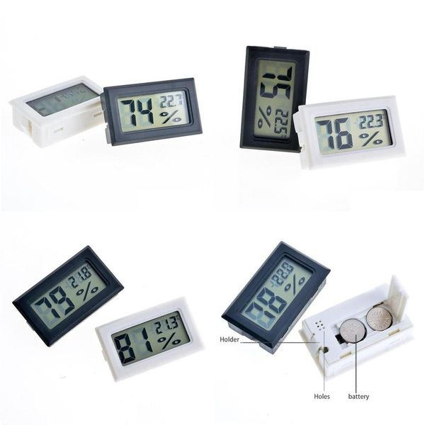 Thermomètres domestiques Nouveau noir/blanc FY-11 Mini Digital LCD Environnement Thermomètre Hygromètre Humidité Température Mètre dans la pièce RE Dhjqh