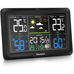 Huishoudelijke thermometers Newentor Q7 Weerstation klokken draadloze digitale LED -agenda's tafel klok met temperatuur en vochtigheidsmonitor voorspelling T240422