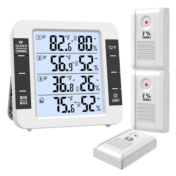 Thermomètres domestiques ORIA Hygromètre 100M Thermomètre extérieur intérieur numérique sans fil avec 3 capteurs Station météo pour le bureau à domicile 230920