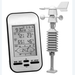 Thermomètres ménagers Station météorologique sans fil professionnel anémomètre de vitesse du vent Capteur du refroidissement du vent numérique Température d'humidité T240422