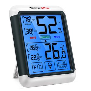 Huishoudelijke thermometers ThermoPro TP55 Indoor Digitale thermometer Hygrometer Touchscreen Achtergrondverlichting Hulptemperatuursensor Weerstation voor Home 230201