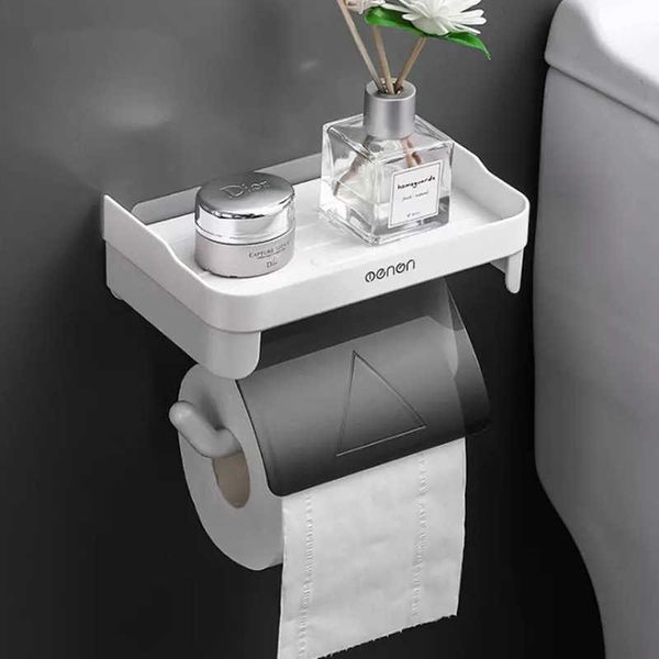 Soporte de papel higiénico para el hogar Montado en la pared Punch Free Ecoco Roll Toallero Estantes Accesorios de baño 210709