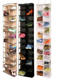 Ménage utile 26 Pocket Shoe Shoe Rack Rangement Organisateur de porte de porte pliante Stirage d'espace suspendu avec 3 Color3070190