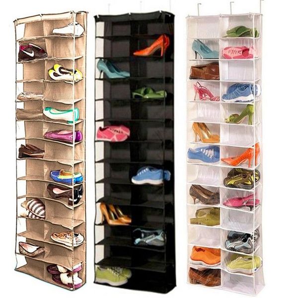 Étagère à chaussures à 26 poches, utile pour la maison, support organisateur de rangement, porte pliante, placard suspendu, gain d'espace avec 3 couleurs 292O