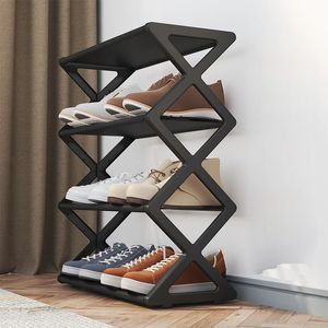 Étagère à chaussures en forme de X pour la maison, armoire assemblée multifonctionnelle, rangement anti-poussière, moulage par pièce, permettant de gagner de l'espace 231225