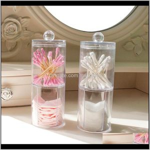 Organización de limpieza hogar Gardenacrylic multifuncional redondo Qtip contenedor cosmético maquillaje almohadilla de algodón organizador herramienta de escritorio joyería C