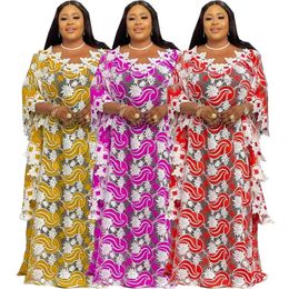 Houseofsd dashiki robes en dentelle à guipure africaine pour femmes ankara broderie musulmane fête maxi kaftan taille libre abaya 240415