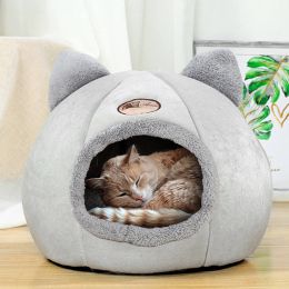 Casas 40x40 cm Soft peluche Redonde Cat House Matches Pet Cushion Chushion Cathion Cathing Cat Curt Diding Sleeping Tent para perros pequeños Suministros