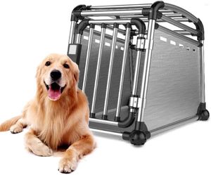 Häuser Katzenträger Premium Aluminium Auto Reise Käfig Kiste Hund Haustier Träger Halter Zwinger Outdoor Haus Metall Transportbox für Hunde