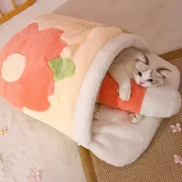 Casas Sakura Sakura Cat Cat Cat BacTillo de dormir Sleep de Invierno Invierno Casa de perros Cojín Nido con almohada Productos de mascotas extraíbles