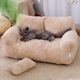 Huizen luxe kattenbed super zachte bank voor kleine honden warme kat kussen afneembare niet -slip hondenbed puppy slaapbed lit giet chien