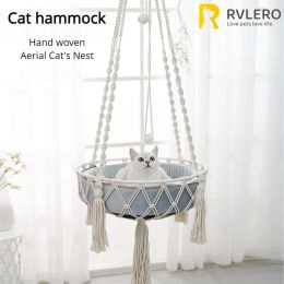 Maisons nouveaux animaux de compagnie chat swing swing à la main tissé corde coton chats suspendus chaton chaton suspension den pavage intérieur