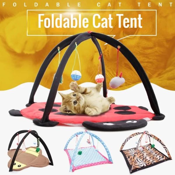 Maisons Pet Cat Toy Bed Chitten Tent avec 4 Bell Toy Pédante Pédant Léger Hamac Hamac SAFonctionnel pour les accessoires pour chiens à domicile