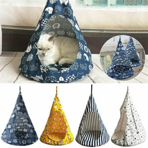 Huizen Verwijderbare kat Pet Hangmat Conical Hanging House Bed Cage Soft Wasable Pets Tent Kitten Nest