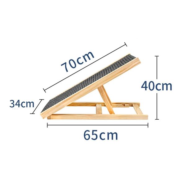 Houses Rampa para Perros de Madera, 2 Niveles de Altura Ajustable, Escalera para Gatos, sofá Plegable portátil Antideslizante, Suministros para Cama Interior