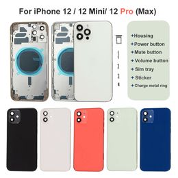 Behuizingen voor iPhone 11 12 Mini Pro Max Achterkant Glas Middenframe Chassis Batterij Achterklep Volledige behuizingsmontage