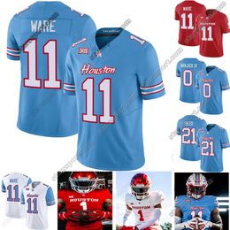 Houston 2024 Cougars Oilers-geïnspireerde College Football Jersey Case Keenum Jayce Rogers Heren Lucas Coley Dames Stacy Sneed Kelan Walker Kesean Carter Jeugdtruien