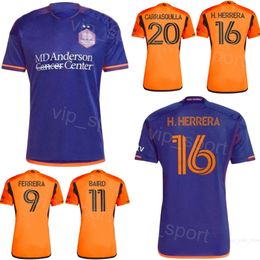 Houston Dynamo 2024-25 Soccer 32 Sebastian Kowalczyk Maillots Mans 18 Ibrahim Aliyu 20 Adalberto Carrasquilla 8 Amine Bassi 17 Gabriel Segal Kits de maillots de football