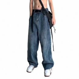 Houzhou Baggy Jeans Hommes Y2K Oversize Taille Haute Denim Pantalon Mâle Streetwear 90S Pantalon Large Jambe Hip Hop Japonais Casual K5t0 #