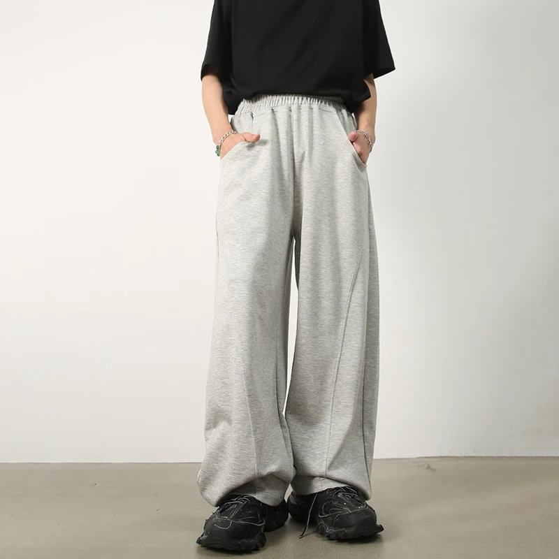 Houzhou Bagy Sweatpants Men Wide Legカジュアルパンツ男性特大の灰色のズボン男性ゆるい韓国のストリートウェアパッチワーク