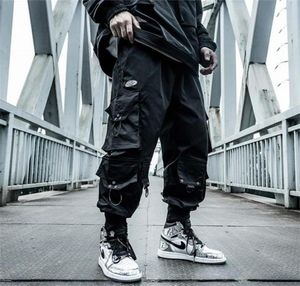 Houzhou zwarte vrachtbroek mannen joggers hiphoptechwear hippie broek voor streetwear plus size zakken oversized 2202176902281