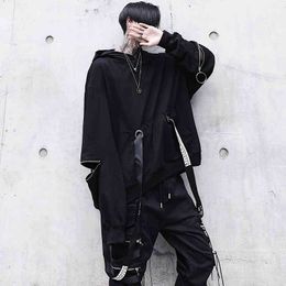Houzhou Black heren Hoodies Goth Sweatshirt Hood Autumn Techwear Gothic Darkwear Hoodie Sweatshirts Streetwear Hip Hop Harajuku