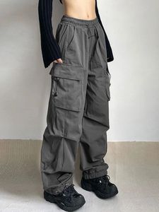 HOUZHOU Harajuku surdimensionné Cargo Parachute pantalon femmes Streetwear Vintage Y2k Hip Hop jambe large Joggers Baggy pantalons de survêtement Techwear 240110