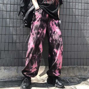 HOUZHOU Harajuku Tie Dye Sarouel Femmes Joggers Hip Hop Streetwear Mode Coréenne Pantalon Hippie Jogging Oversize Casual 211115