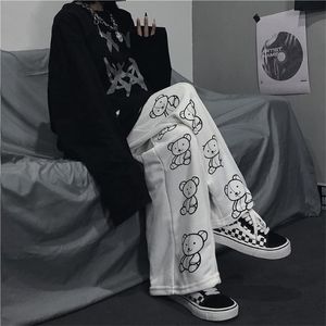 HOUZHOU Koreaanse Stijl Wijde Pijpen Broek Cartoon Print Harajuku Broek Streetwear Herfst Fashion Casual Joggingbroek Vrouwelijke 220226