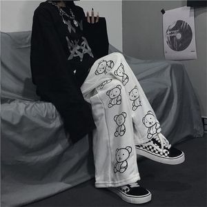 HOUZHOU Style coréen large jambe pantalon dessin animé imprimé Harajuku pantalon femmes Streetwear automne mode décontracté pantalons de survêtement femme 211115