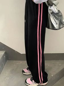 Houzhou Pink Sways Swits Sweats Women PREPPY CALIENTE ALTA Pantalones informales sueltos Corea Kpop Streetwear Pantalones de piernas anchas 240508