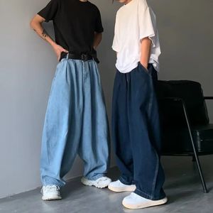 Houzhou Straight Jeans Men Blue Loose Denim pantalon neutre Y2K Jean Streetwear Casual Wide Mans Pantal