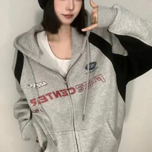 HOUZHOU Vintage Oversize Zip Up Hoodie Streetwear Koreaanse Mode Harajuku Sweatshirt Met Capuchon Baddie Kleding Grafische Hoodie 231228