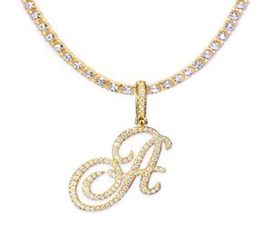 Hovanci Facy Dign Hippop Jewelry Sier en Gold Plated Letter Initial Diamond Necklace met zirkon6835982