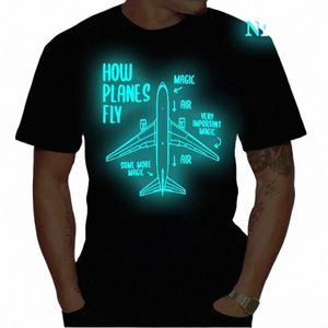 Hoe Vliegtuigen Vliegen Ingenieur Piloot Vliegtuig T-shirt Mannen Korte Mouwen Oversized Hip Hop Streetwear Nieuwigheid Lichtgevende T-shirts Top Tees 35dl #