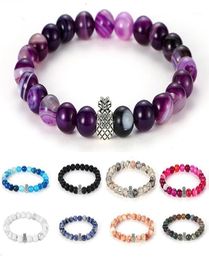 Howlite Stone en Volcanic Rock Lava Stone Beads Ananas Bracelet Set for Women Men Stretch Sieraden Gift Bohemia Bracelet14333192