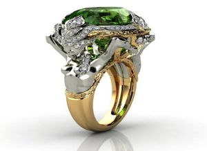 Hoyon 14k gele goudkleur Emerald edelsteenring voor vrouwen fijne anillos de anel Bijoux femme sieraden bizuteria jade 2208039010378